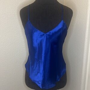 Claire’s Rose Vintage Satin Like Spaghetti Strap Slip Tank Size Medium Sapphire